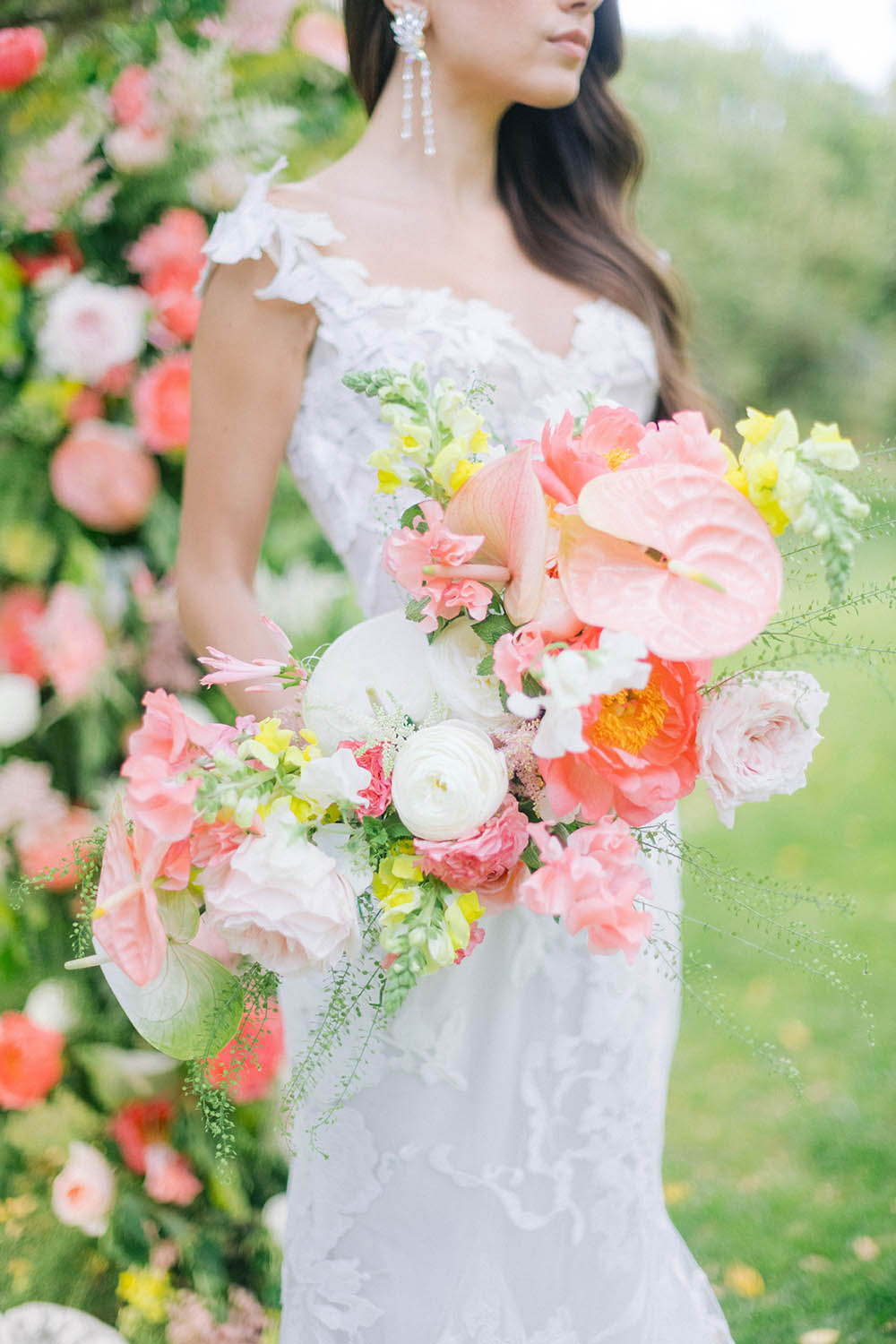 bride with a wedding bouquet